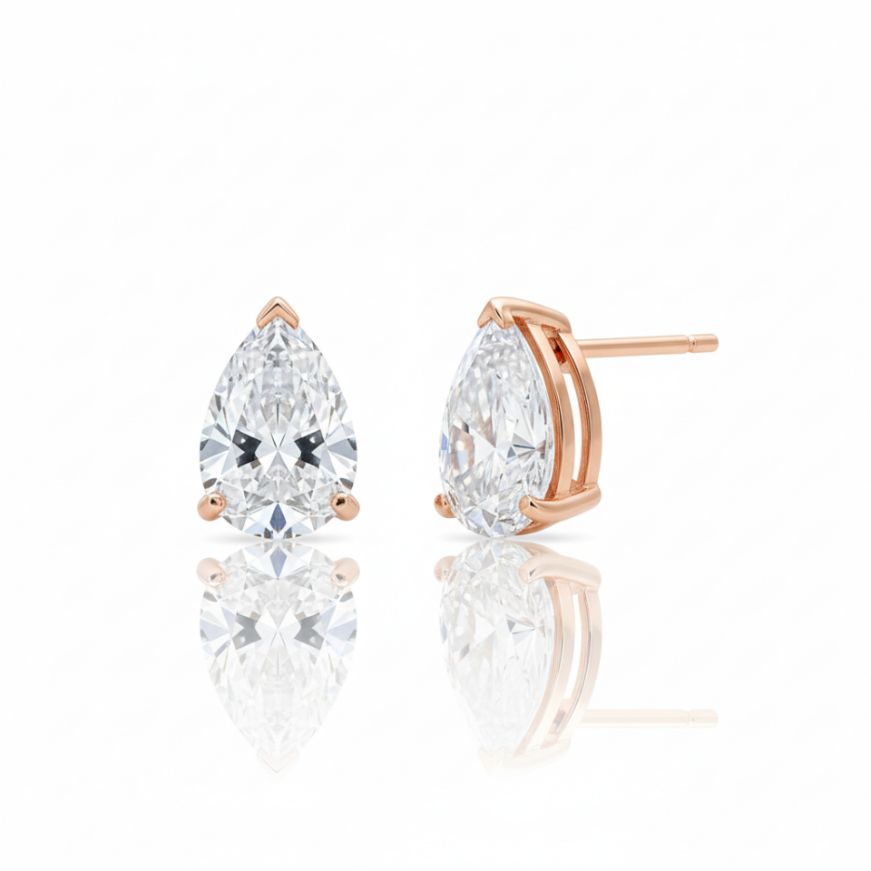 18-karat Rose Gold Pear-Shape Diamond Earrings