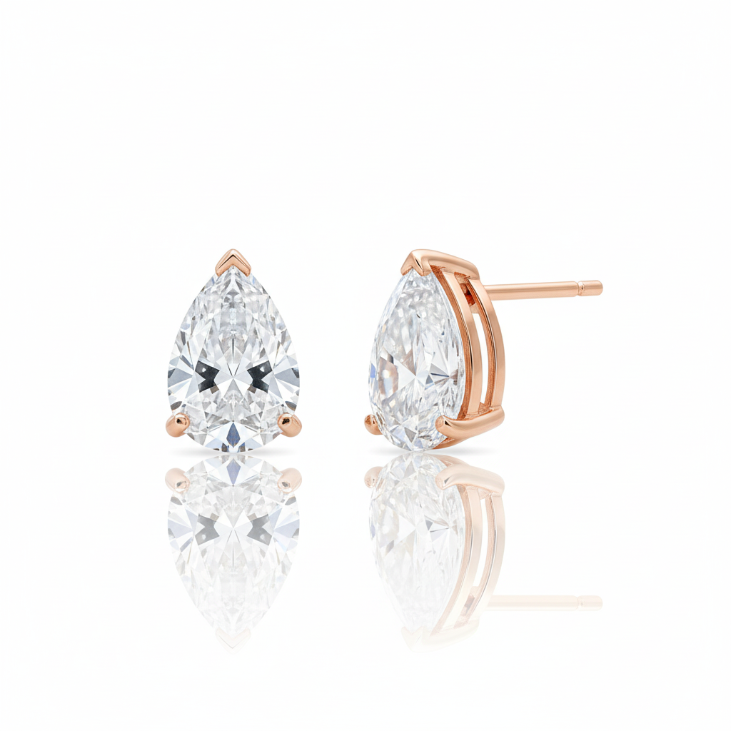 18-karat Rose Gold Pear-Shape Diamond Earrings